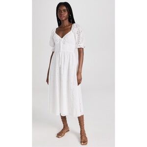 NWOT Hill House The Ophelia Dress White Eyelet place Midi Dress Size Medium